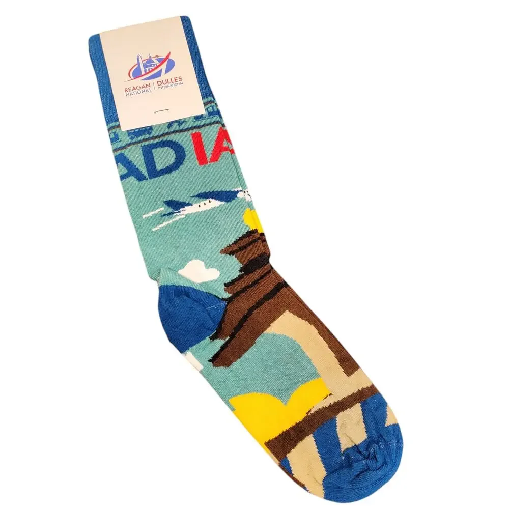 Mens Airplane Socks Reagan National Dulles Airport Cotton Sock Club NEW RARE USA